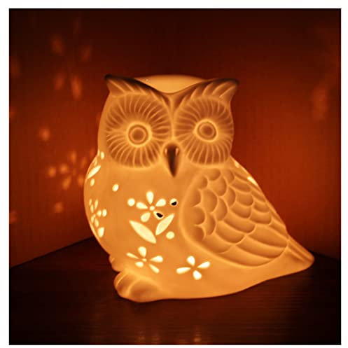 Keramik Eule Teelichthalter Aromatherapie Teelicht Ätherische Öl Ofen Diffusor Brenner Wärmer Dekoration für Wohnzimmer Balkon Büro Home