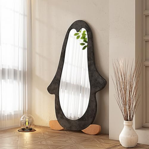 FAANAS Spiegel in voller Länge, 63 x 24 Pinguin-Spiegel Unregelmäßiger Bodenspiegel Moderner Ganzkörperspiegel für Schlafzimmer Wohnzimmer Garderobe