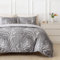 Tokokimo Parure de lit double 3 pièces, réversible, en microfibre douce, avec housse de couette de 200 x 200 cm, et taies d'oreiller, facile d'entretien, imprimé gris/fleurs