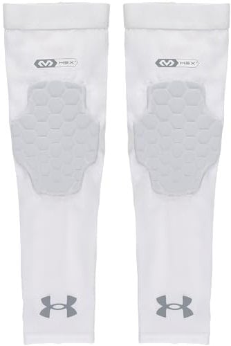 Under Armour Gepolsterte Volleyball-Ellenbogenbandagen, Schutz auf dem Platz, Kompressionsmanschetten, Jugend- und Erwachsenengrößen, Weiss/opulenter Garten, Medium