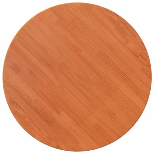 vidaXL Tischplatte, Holzplatte Rund, Massivholzplatte für Tisch Couchtisch Kaffeetisch, Ersatztischplatte, Wachsbraun Ø80x2,5cm Massivholz Kiefer