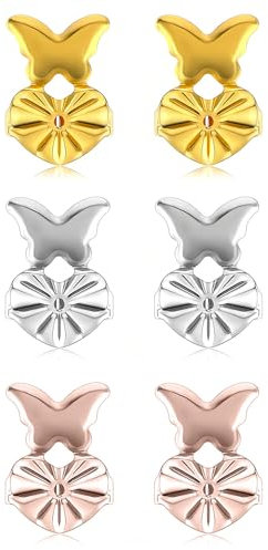 AORHOFJ 3 Paar Einstellbare Ohrringheber,Magische Ohrring Lifter,Ohrringe Heber,Hypoallergen Ohrring Rücken,Effektives Heben Schwerer Ohrringe,Universal Ohrstecker verschluss Ideal für Damen