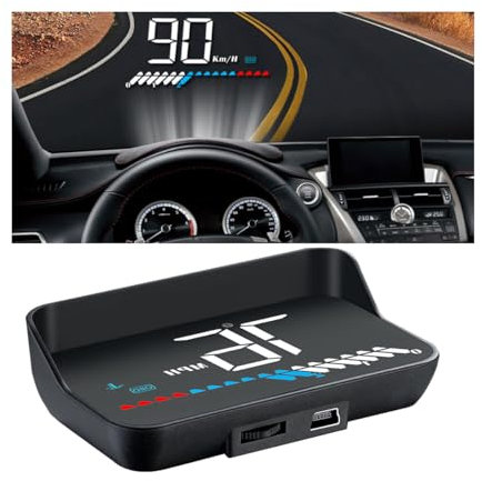 CGEAMDY Universal Auto Huds Head Up Display, Universal Obd2 Und Gps Dual System Geschwindigkeitsmesser, Head Up Auto Obd2 & Gps Hud Display, Head-Up Display Obd2 Und Gps Hud Dual System Tachometer