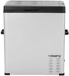 Steamy-E Single Zone 75, Frigorifero Elettrico a Compressore, 12/24V DC e 100-240V AC, per Congelare e Raffreddare da -20℃ a +20℃, Ideale per il Campeggio, 64 Litri, Argento
