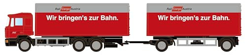 LEMKE Minis 81522529 - MAN F90, 3-achs Koffer-Hängerzug Rail Cargo Austria (ÖBB) - Spurweite N