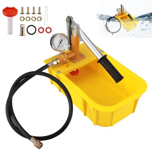 Pompa manuale di pressione 2,5 MPa 25 bar, pompa a mano per acqua 5 l, volume del serbatoio in plastica, pompa di prova idraulica a mano con scala chiara, tubo di pressione da 1 m G1/2