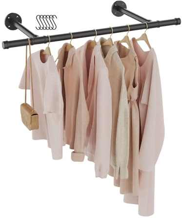 GUOHNHE Kleiderstange Industrial, Garderobenstange Wandmontage, Kleidergestell Garderobenhalter, DIY Garderoben System, Begehbarer Kleiderschrank, für Kleine Zimmer, 77 cm, 1 Set, Schwarz, SG77B-1