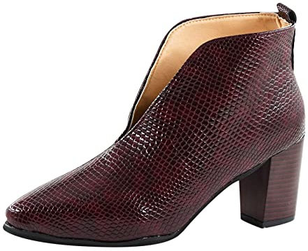 Stivali da donna in pelle Breve Fahsion Heel Stacked Stivaletti Stivali Stivali da donna Stivali da donna Stivali da pioggia corti originali, Viola, 40 EU