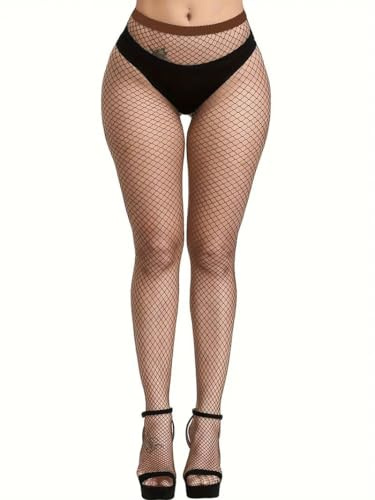 Boolavard nätstrumpor, hög midja tights för kvinnor, fisknät tights damer plus size en storlek passar alla