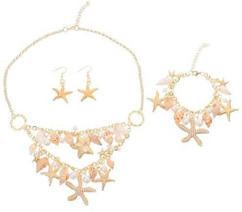 Muschelkette, Muschelkette Damen, Muschel Kette, Boho Schmuck, Bracelet, Earring & Faux Pearl Collar Bib – Chunky Statement Fashion Jewellery For Summer Beach, Photo Shoots, And Parties