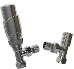 TRV Thermostatic Radiator Valves Chrome 15mm x 1/2 Angled Valve Suitable for Most Central Heating Taps