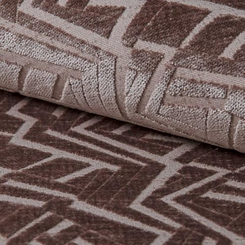 Fabreco SOMPRE Polsterstoff – Chenille-Stoff mit geometrischem Muster, Dekostoff Meterware, 142 cm breit, strapazierfähiger Möbelstoff für Wohnzimmer, Gewicht 530g/m² - Bordeaux