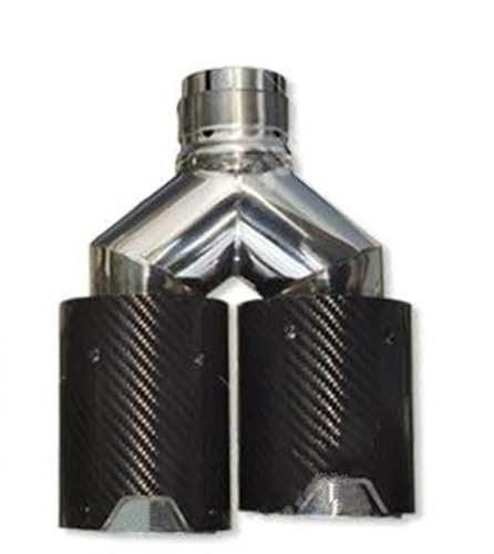 DZSQOMHGD Auspuffblenden 1 PCS Dual Carbon Fiber + 304 Edelstahl Universal Carbon Fiber Auspuff Tipps Endrohre Schalldämpfer Tipps Auto Auspuff Endrohr(Right 63mm)