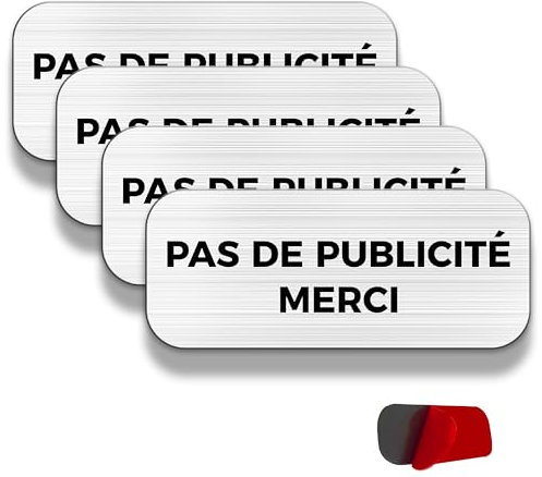 FloraVigo No Publicidad Gracias 60x25 mm Placa para la carpa de aluminio cepillado Aspecto Acero inoxidable autoadhesivo,Prohibición de publicidad (4) (NO PUBLICIDAD GRACIAS)