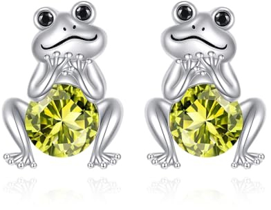 Frosch Ohrstecker 925 Sterling Silber Frosch Ohrringe mit grünen CZ Hypoallergene Frösche Schmuck für Frauen