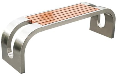 Sitzbank Outdoor Wetterfest Weiß U-Form 1.5M Edelstahl Holz-Kunststoff Gartenbank Integriertes Schweißen Starke Tragfähigkeit Für Balkon, Terrasse, Garten