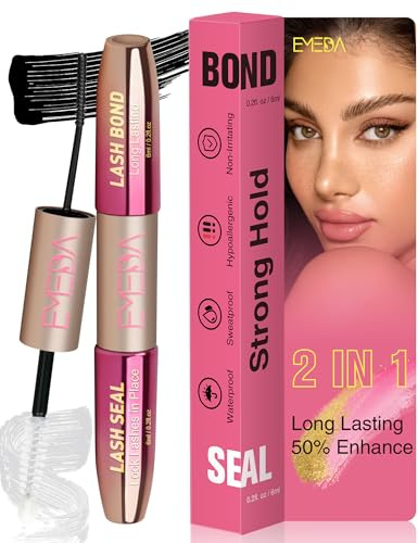 EMEDA Lash Cluster Glue, 2-in-1 Lash Bond and Seal Strong Hold Cluster Lash Bond and Seal Waterproof for DIY Eyelash Extensions, Eyelash Glue for Individual Eyelashes Latex Free (5ml)