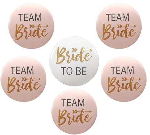 NOPKESV 6 Stücke Team Bride JGA Buttons, JGA Accessoires Frauen, Buttons Anstecker, Junggesellinnenabschied Accessoires, Hochzeitsfeier Party, Polterabend