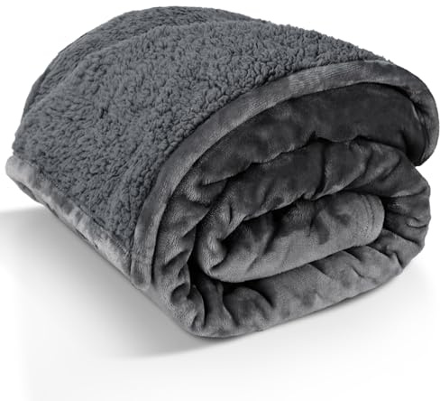 Nobleza Kuscheldecke Flauschig Decke, wasserdichte Fleecedecke XL 152 x 127 cm, Weich warm in Grau Perfekt als Sofadecke, Wohnzimmerdecke oder Wohndecke für den Winter
