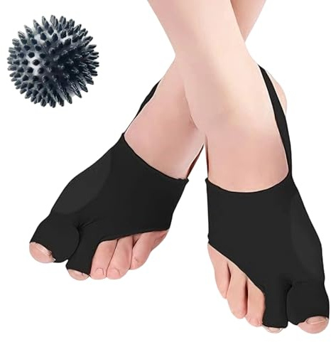 Smbrige Hallux Valgus Korrektur & Zehenspreizer Hallux Valgus – Weiche Bandage für Tag & Nacht, Hallux Valgus Schiene Lindert Schmerzen. Unisex, 1 Paar Schwarz, Massageball,Gr.35-38