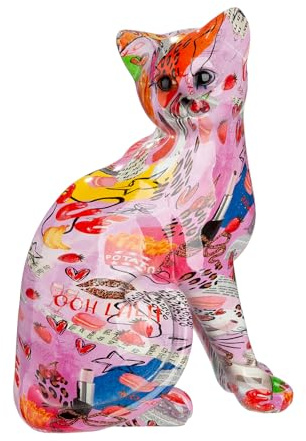 GILDE Figur OOH LALA Katze aus Kunstharz - Mehrfarbig - Höhe 29cm x Breite 21cm - Street Art Style