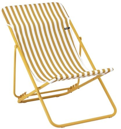 Lafuma MOBILIER - Mehrpositions-Klapp-Liegestuhl - Maxi Transat - Airlon - Gelb Rayure Miel LFM5393_A002-5 Jahre Garantie