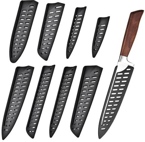 HIKPACKER 8 Pieces of Black Kitchen Knife Scabbard Set, Plastic Knife Cover | Tool Protective Cover, Kitchen Utensils, Tool Accessories, Durable Utility Knife