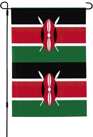 Bandera de Kenia con estampado de bandera de Kenia para porche, decoración de césped de poliéster de doble cara, decoración rústica de temporada para patio