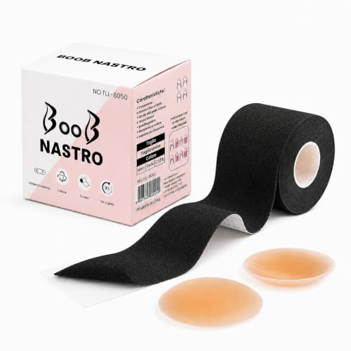 QM Nastro Adesivo Seno Push Up, Boob Tape Donna con 1 Paio Copricapezzoli, Waterproof e Resistente al Sudore