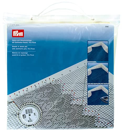 Prym 611320 Spann-und Dämpfunterlage 70 x 70 cm Stretch & Steam Pad, Polyurethan, weiß, 70x70 cm