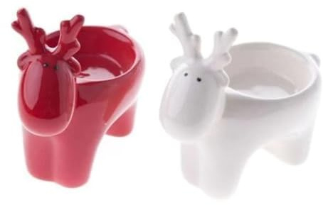 Gisela Graham Teelichthalter Rentier Keramik 10cm 2er Set sortiert