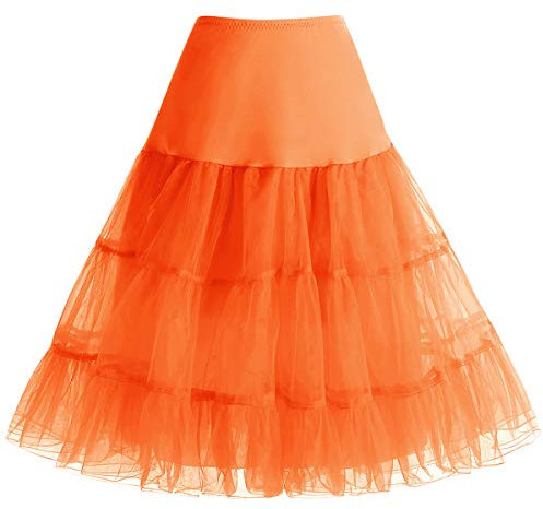 Bbonlinedress Petticoat Rock Reifrock Unterrock Petticoat Underskirt Crinoline für Rockabilly Kleid Orange XL