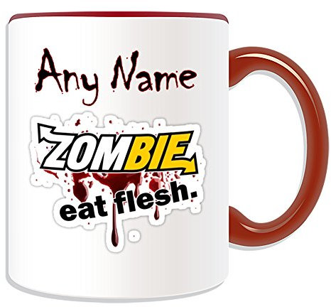 Unigift personalisierbares Geschenk – Zombie Eat Flesh Tasse (gruseliges Design Farbe) – jeder Name Nachricht einzigartig – Evil Outbreak Undead Walking Dead Voodoo Bloody Apocalypse Subway Blood