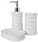 Arte Regal BERILO 3er Set Badezimmer Bad - Seifenspender, Zahnputzbecher, Seifenschale - weiß