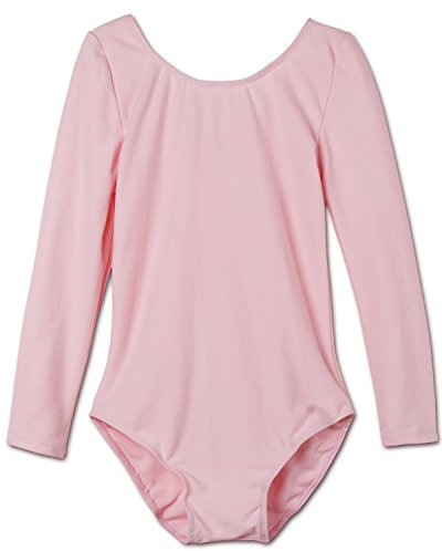 TiaoBug Mädchen Body Kinder Kurzarm Langarm Ballettanzug Turnanzug Trikot Gymnastikanzug (128, Rosa Langarm)