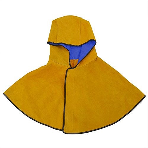 NUZAMAS Welding Hood Cowhide Split Leather Hood with Neck Shoulder Drape Protective Cover