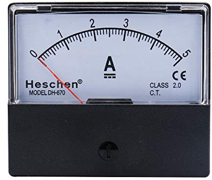 Heschen - Amperometro, misuratore di corrente con pannello rettangolare DH-670, DC 0-5A, classe 2.0, con marchio CE