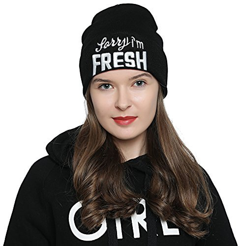 DonDon Mütze Damen Beanie Statement Wintermütze Sorry I'm Fresh