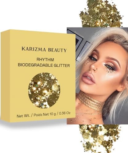 Rhythm Biodegradable Chunky Glitter // Karizma Beauty Gold Bio Glitter Eco Glitter Face Glitter 8g