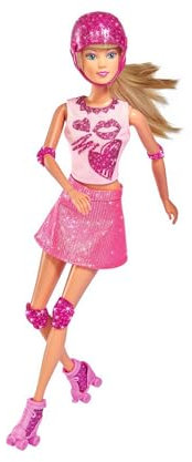 Simba 105733268 - Steffi Love Glitter Skates, Spielpuppe in glitzerndem Rollerskateoutfit, Schoner und Helm, 2in1 Rollschuhe Werden zu High Heels, 29cm, ab 3 Jahre