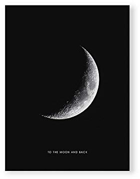 MILUKA Kunstdruck zum Einrahmen als Wandbild/Poster mit Mond und Weltall, schwarz-Weiss Moon |Wanning Moon (50 x 70 cm)