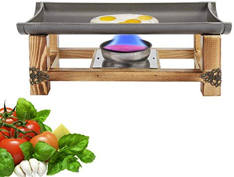TOPINCN - Plato De Barbacoa Antiadherente Multifuncional Estilo Japonés para Estufa De Pescado Estufa De Alcohol Y Cerámica De Bambú Madera Aluminio S-30Cm