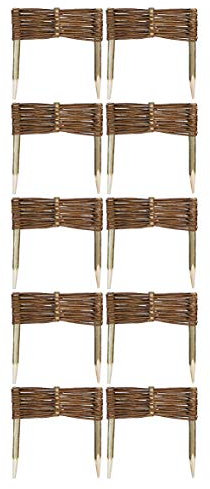 10 x Weide Beeteinfassung 16 Größen ( Höhe: 10 cm Länge: 30 cm ) Weidenzaun Rasenkante aus Weidengeflecht - Garten Beetbegrenzung für Blumen und Gemüse - Steckzaun mit Buchepflöcken für Weg-Abgrenzung