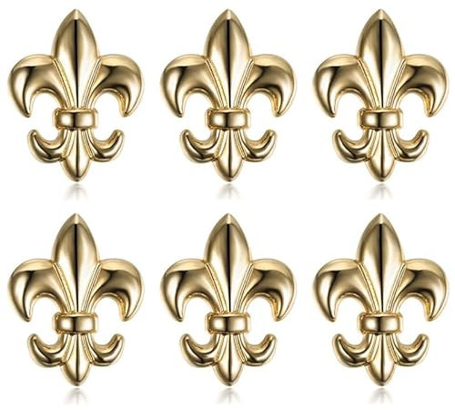 BOBIJOO JEWELRY - Lot de 6 Pin's Epingle Broche Fleur de Lys Laiton Doré
