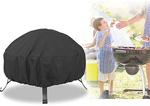 ABNAOK Feuerschalenabdeckung, rund, wasserfest und wetterfest, 84 cm oder 122 cm 33DX16H inch schwarz