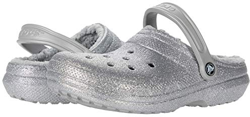Crocs Unisex Classic Lined Clog, Silver Glitter, 4 UK Men/ 5 UK Women