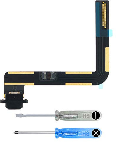 MMOBIEL Ladebuchse Kompatibel mit iPad 7 2019/8 2020 - Dock Connector Flex Kabel - Audio Jack/Mikrofon/Antenne Ersatz - Inkl. Schraubenzieher - Schwarz