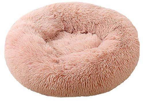 Chickw1 Panier Rond Chien Coussin Chat Panier Donut, pour Chats et aux Petits Chiens de Taille Moyenne Animal Domestique Nest Deep Sleep Pet Matelas Lavable en Peluche (Poudre pour la Peau,40CM)