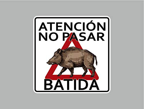 Oedim Pack 5 Señales de Atencion No Pasar Batida Jabalí | 40x40cm | Finca Privada, Coto Privado, Caza Activa | Señaletica en Material Aluminio Blanco Resistente de 3mm | Duradera y Económica