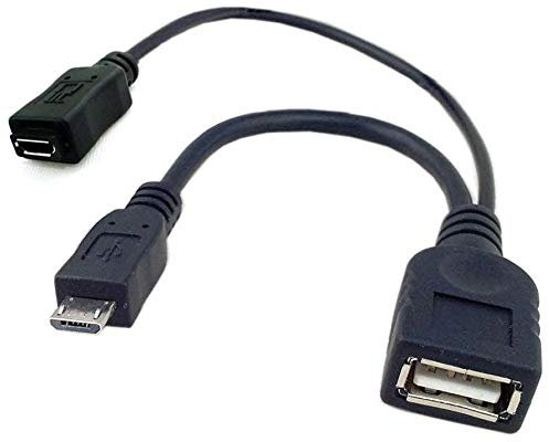 TechExpert Cable USB A Femelle vers Micro USB OTG Male+Femelle 19cm